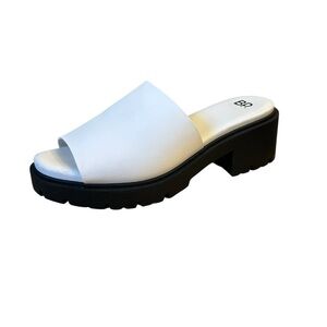 Nordstrom BP Dionne Chunky Platform Sandal Slides White with Black Sole Size 7.5